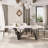 Modern Rectangular Dining Table, Glossy White Kitchen Table with Sintered Stone Table-top, N-Shaped Steel Legs-618410751