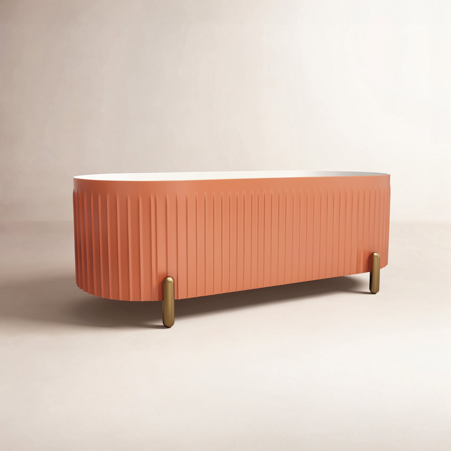 Colour 67" Fluted Freestanding Soaking Bathtub, Orange