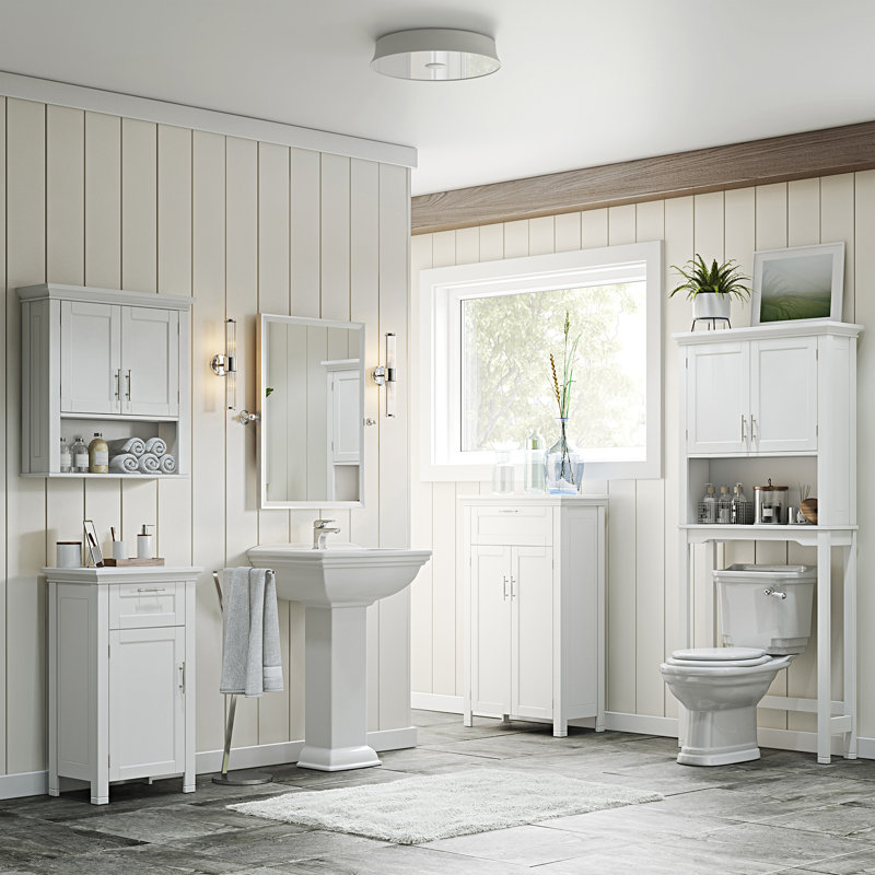 White MDF Two-Door Wall Mount Medicine Cabinet