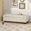 Banc repose-pieds de 50 po en tissu texturé rectangulaire avec couvercle à charnières pour le siège, le repose-pieds et le rangement caché, parfait pour le salon, la chambre à coucher ou le vestibule-885639730