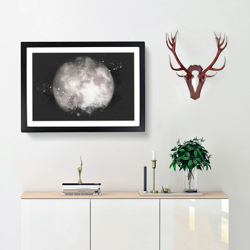 A Full Moon - Picture Frame Graphic Art Print, 62cm H x 87cm W x 2cm D, Black Framed