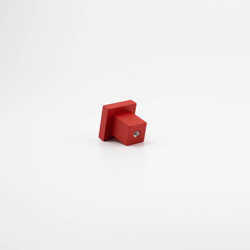 ROUS Hardware Art Deco Square Knob, Rose (Red)