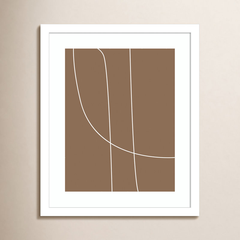 «Modern Line Abstract 1 Mushroom Brown» par The Creative Bunch, reproduction d'art sur châssis, H 17 po x l 14 po x P 0,8 po