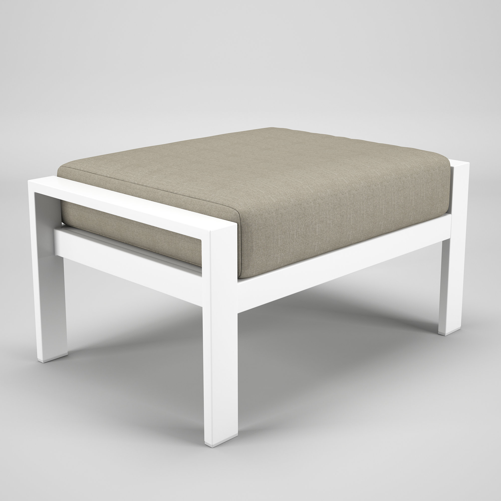 Townsend Metal Outdoor Ottoman With Sunbrella Cushion, Spectrum Dove