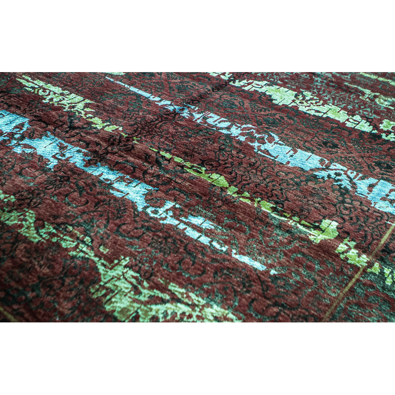 Kendale Abstract Area Rug in Green/Rust