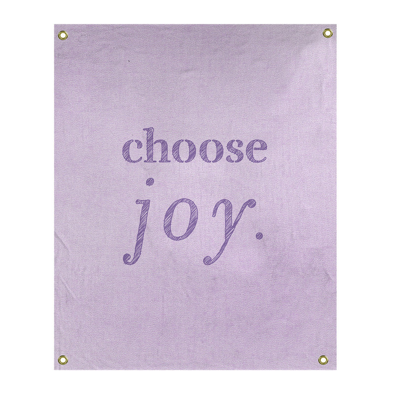 Tapisserie de polyester, choisir la joie citation, H 36 po x l 26 po, Mauve