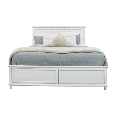 Point Breeze - Bed - King - Fresh White with Soft Grey Glaze Finish