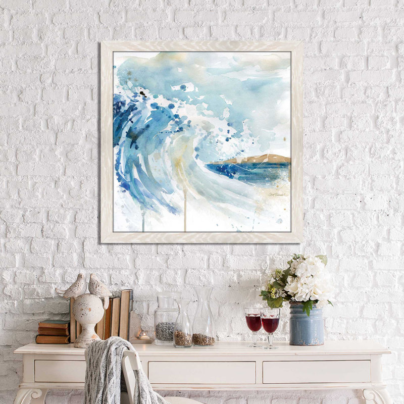 « malibu surf i », reproduction de peinture à l’aquarelle encadrée, H 33,5 po x l 33,5 po x P 0,75 po
