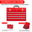 4 boîtes à outils portatives en métal - Construction, verrouillable, pour le garage et l'entrepôt, fabrication en acier de qualité, revêtement thermolaqué rouge, réparation extérieure