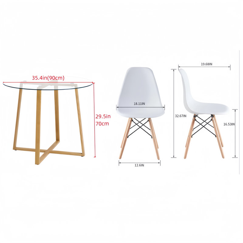 4 Person Dining Table Set,Round Dining Table Set For 4, Oak