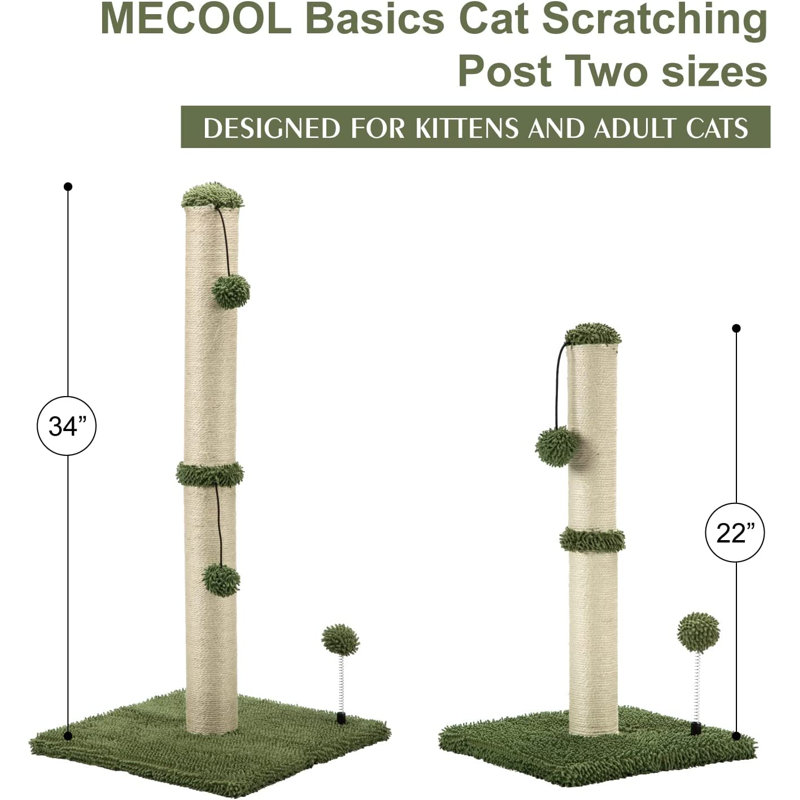 Poteau à griffes pour chat H 22 po Mecool Premium Basics, Vert cactus