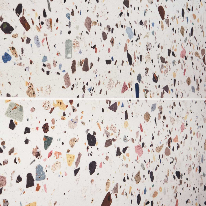 Bejeweled 24x48 Terrazzo Look Polished Porcelain Tile, White Multicolor