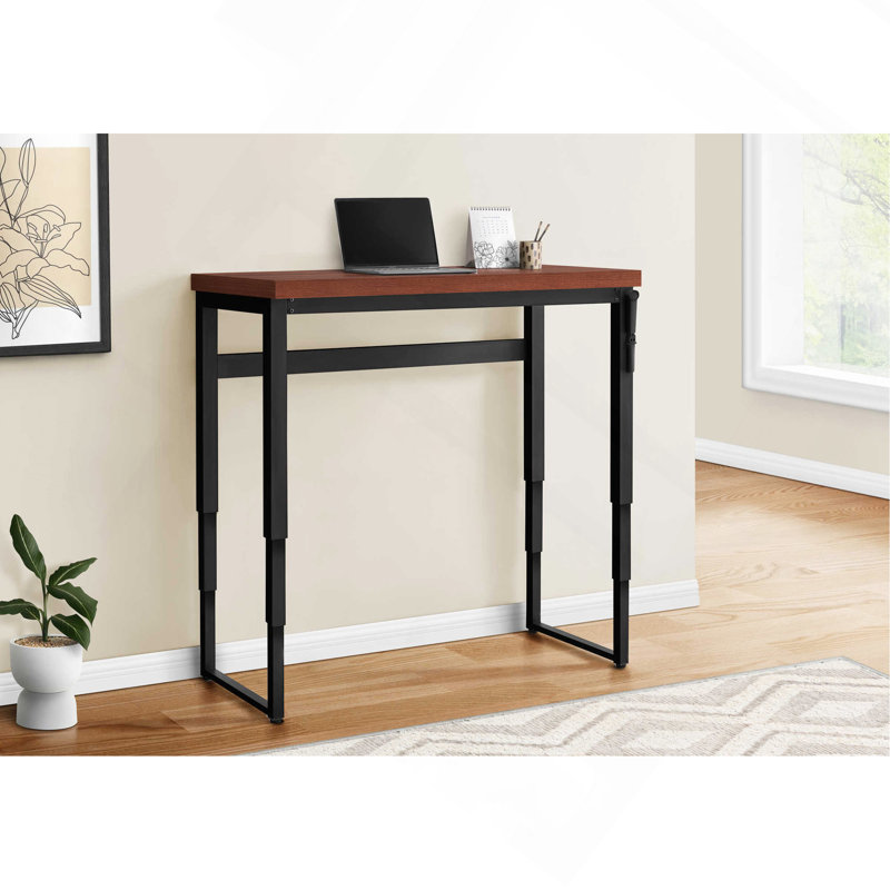 Bureau d'ordinateur, bureau personnel, debout, réglable, L 48 po, travail, ordinateur portable, stratifié brun, métal noir, contemporain