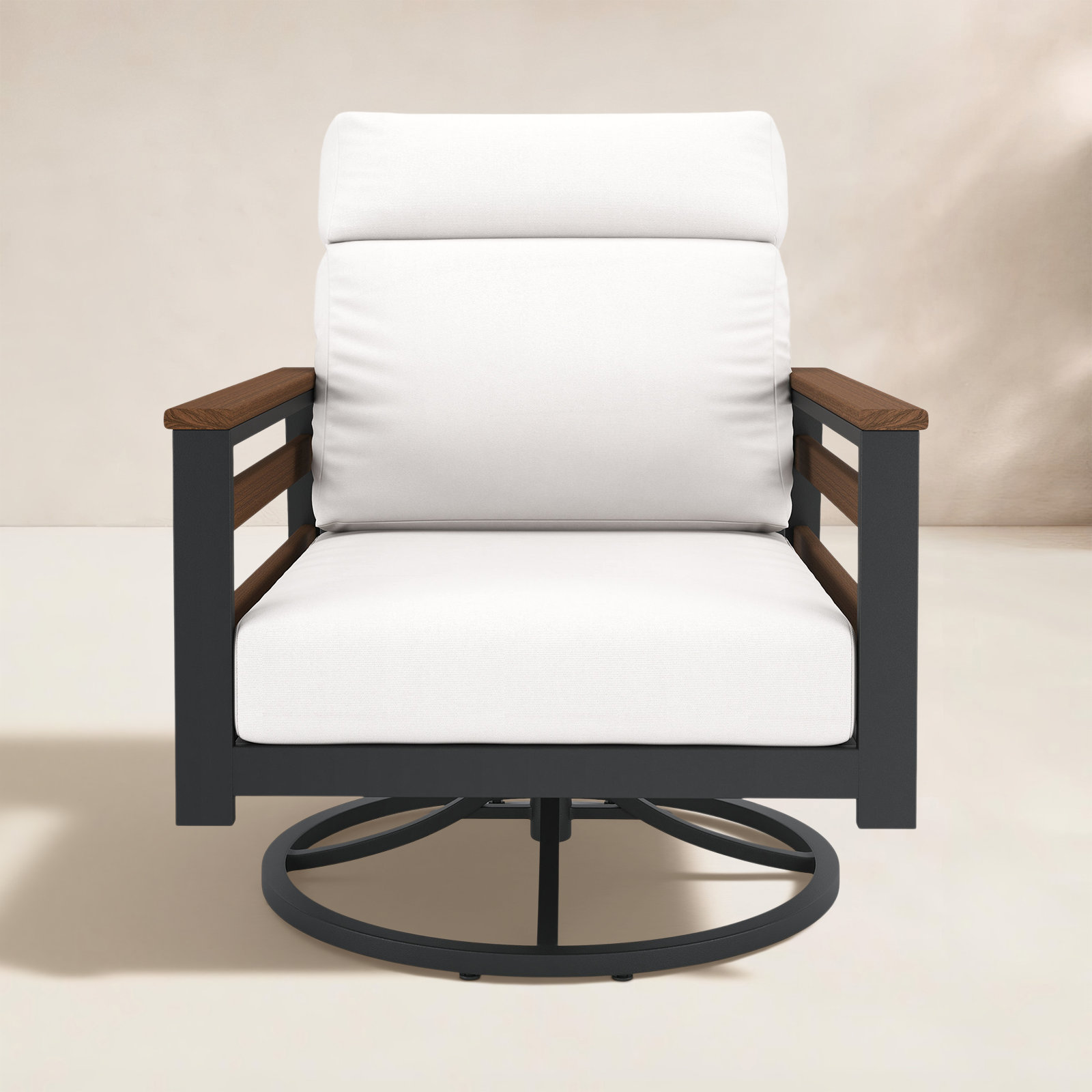 Townsend Sunbrella® Swivel Patio Lounge Chair, Brown, Canvas White
