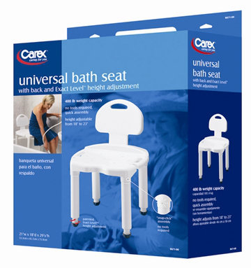 White Adjustable Plastic Bath Bench with Backrest