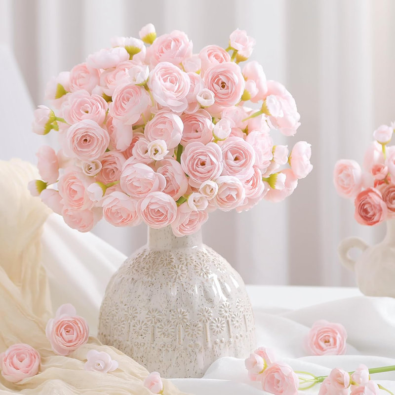 30 pièces fleurs artificielles en soie artificielle Mini Ranunculus, fleurs de printemps artificielles pour bouquets de bricolage