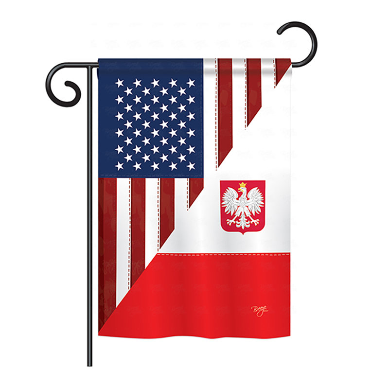 Drapeau de maison en polyester à 2 côtés us polonaise amitié, H 18,5 po x l 13 po