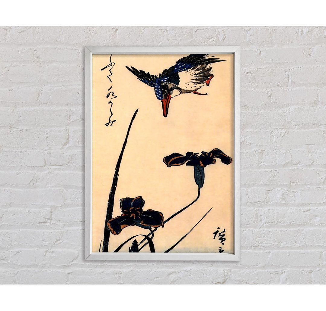 Hiroshige Eisvogel und Lilien 2 - Einzelner Bilderrahmen Kunstdrucke auf Leinwand