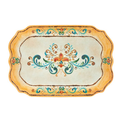 Fleur De Lis Living Scarborough Porcelain Melamine Stainless Steel Tray Serving Dish