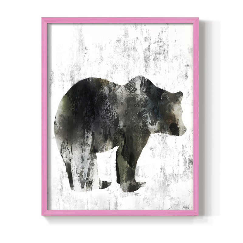 Reproduction encadrée d'ours totem - bois massif, Rose, H 10 po x l 8 po