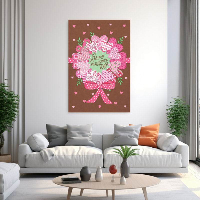 Joyeuse Saint-Valentin, couronne d'art contemporain, H 60 po x l 40 po