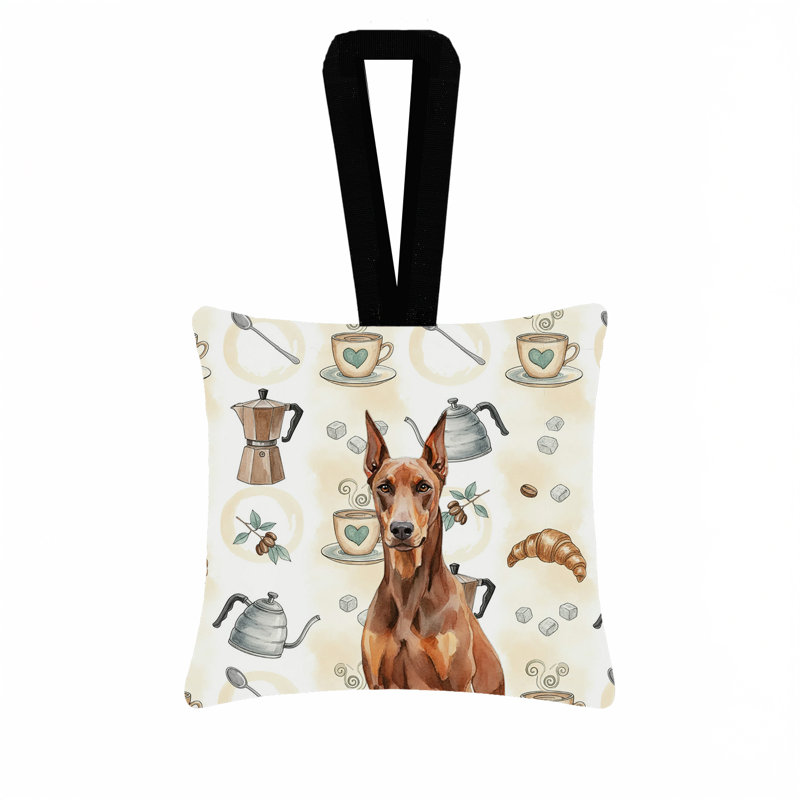 Ornement carré en tissu rouge Doberman Pinscher, Doberman Pinscher Red