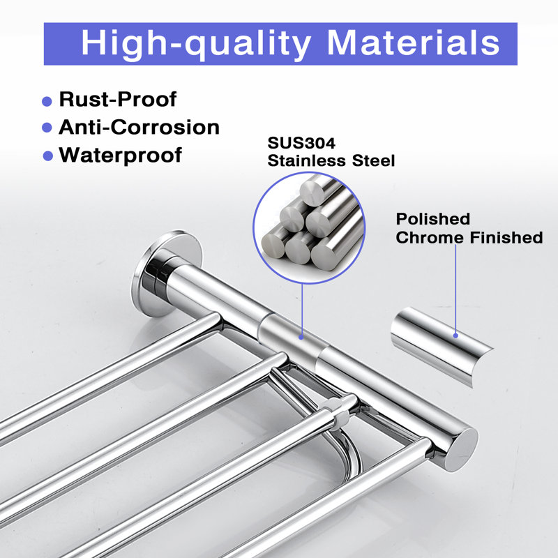 24" Wall Mounted Towel Rack with Shelf