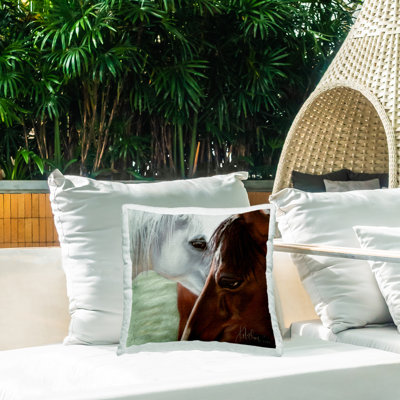Housse et insert de coussin décoratif en polyester carré pour l'intérieur / extérieur Spirit Horse