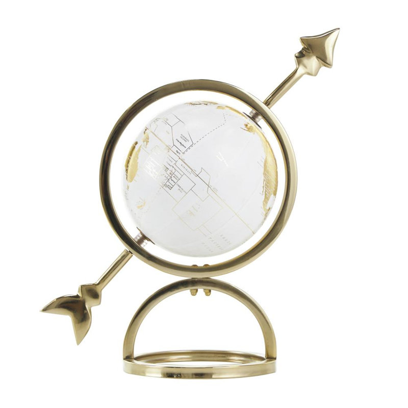 Globe terrestre en métal Mahairir, H 14,1 po x l 12,2 po x P 6,7 po