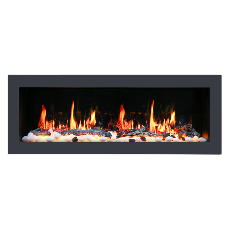Litedeer Homes Latitude II ZEF48X 48" Smart Electric Fireplace | Ultra-Slim Wall Mounted & Recessed | HD Multi-Flame, Breathing Logs, App Control