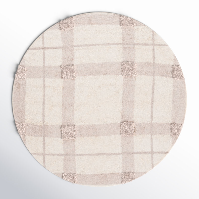 Auguste Washable Plaid Indoor Rug, Round 6'