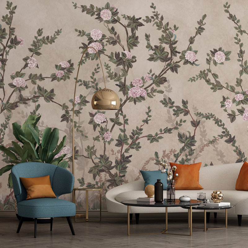 Murale de papier peint avec charme Midnight Rose Garden, L 110,04 po x l 204 po, Brun