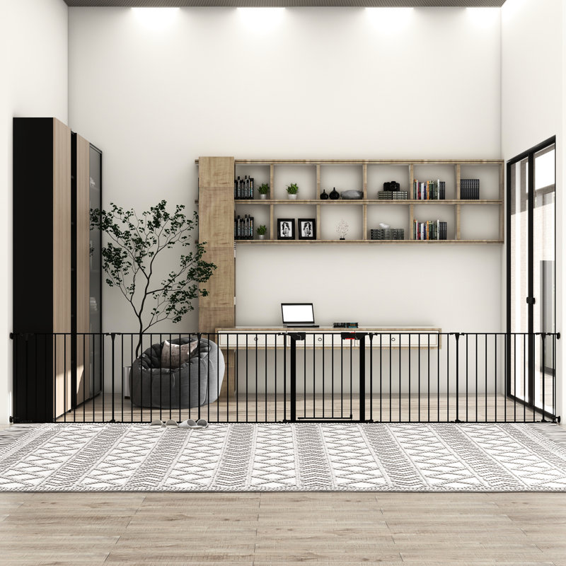 6-Panel Metal Adjustable Pet Gate, 28.86" H x 152.54" W x 29.41" D