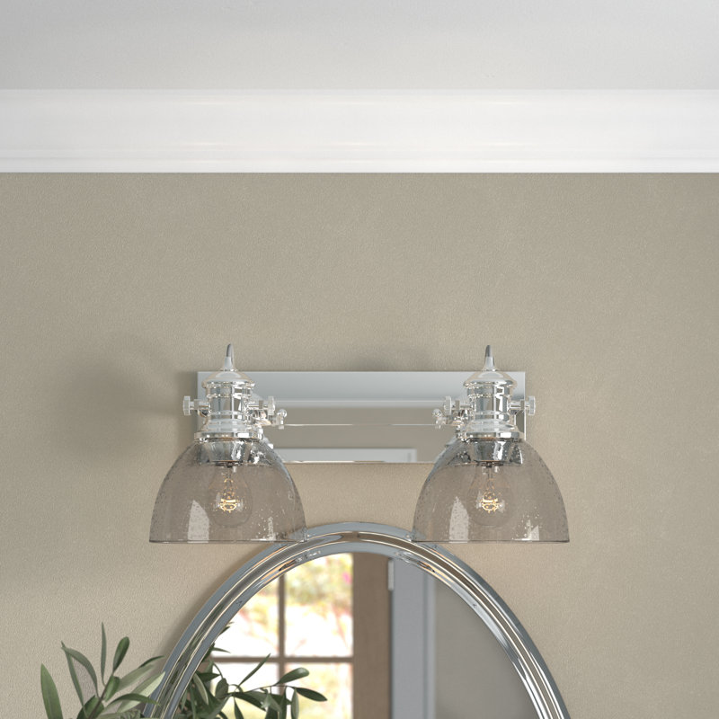 Éclairage pour meuble-lavabo à 2 lumières Bales, Chrome, Verre martelé