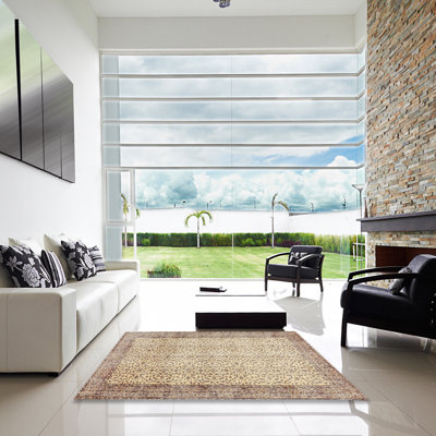 Tapis contemporain beige / olive clair
