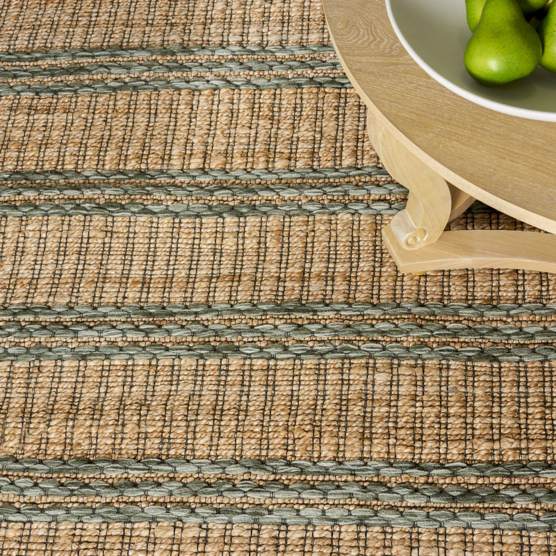 Martha Stewart 9525 Hand Tufted 40% Jute; 40% Wool; 20% Cotton Striped Rug, Rectangle 5' x 8'
