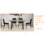 Table de salle à manger moderne et rétro, 4 chaises en polyuréthane noir, pieds en métal, plateau en bois texturé, coussins incurvés, pieds coulissants, siège de style luxueux facile à assembler avec chaises, plateau rectangulaire, à assembler-612012618-612012621