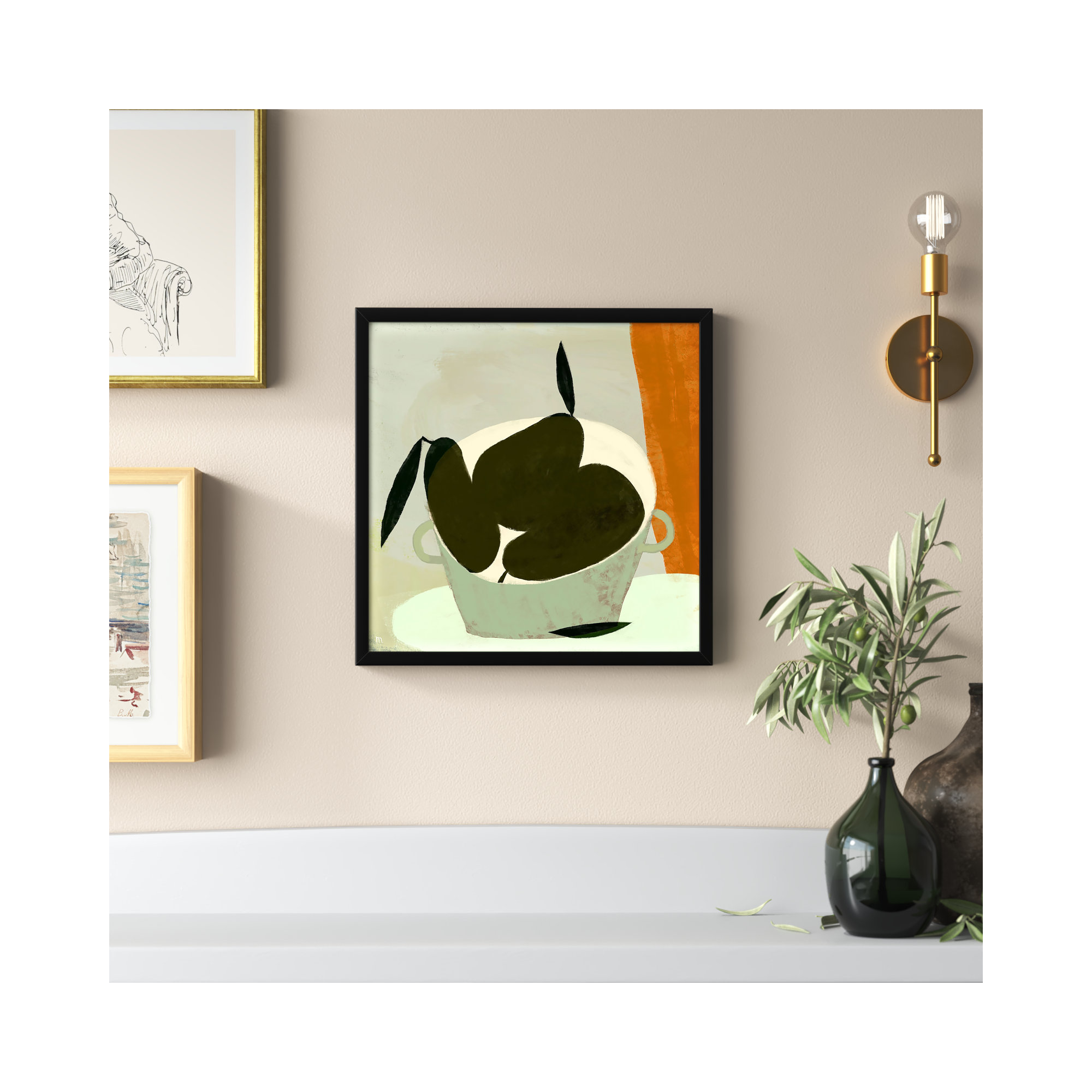 Three Pears by StudioM, 16" H x 16" W x 1.25" D, Black