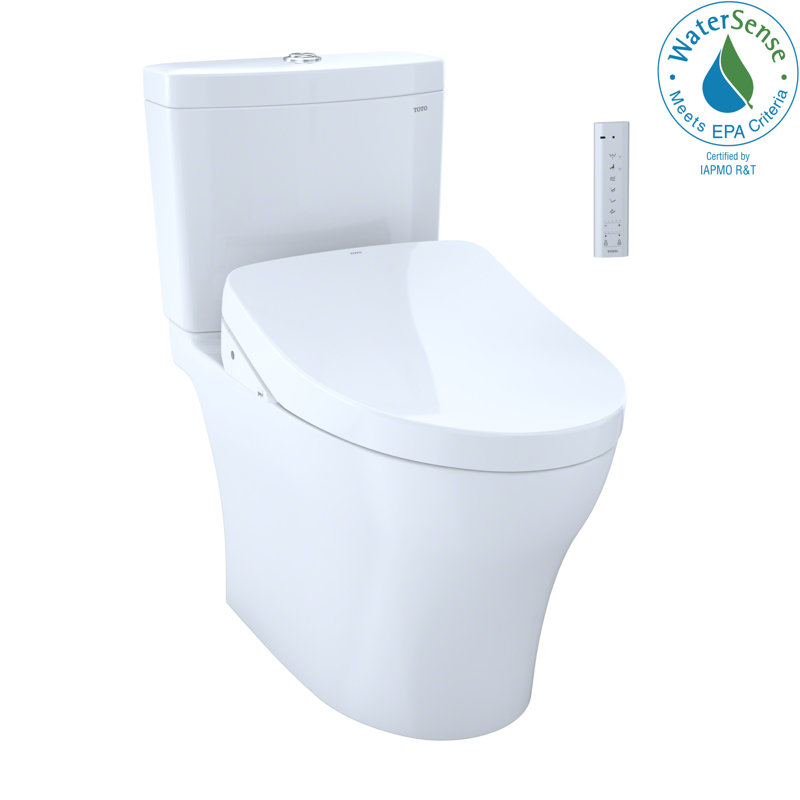 Toilette allongée deux pièces à double chasse 1,28 et 0,8 GPF TOTO® WASHLET® + Aquia® IV avec siège de bidet S550e, blanc coton