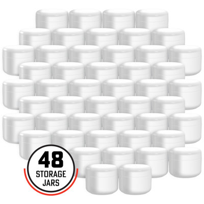 Petits pots avec couvercles - paquet de 48 contenants en plastique durable de 2 oz avec couvercle intérieur et extérieur - Rangement de voyage, de maquillage ou d'artisanat par Stalwart