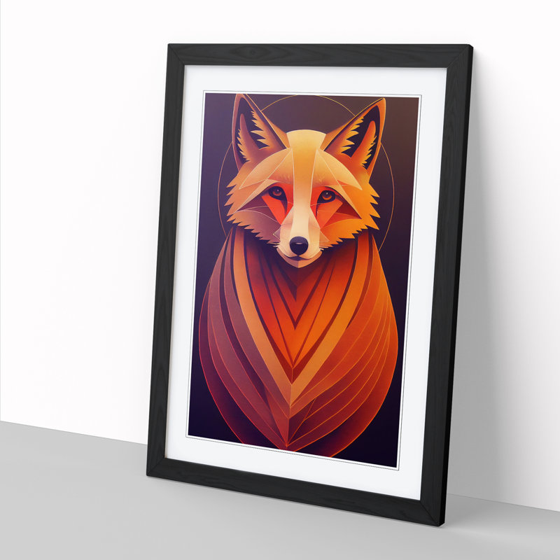 FRM-V0523-1023X Fox Graffiti Art 1 Piece Wall Art, 34cm H x 25cm W, Walnut Framed