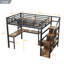 Lit mezzanine double avec lumière DEL et station de charge, lit mezzanine avec bureau et garde-robe pour enfants-630854428