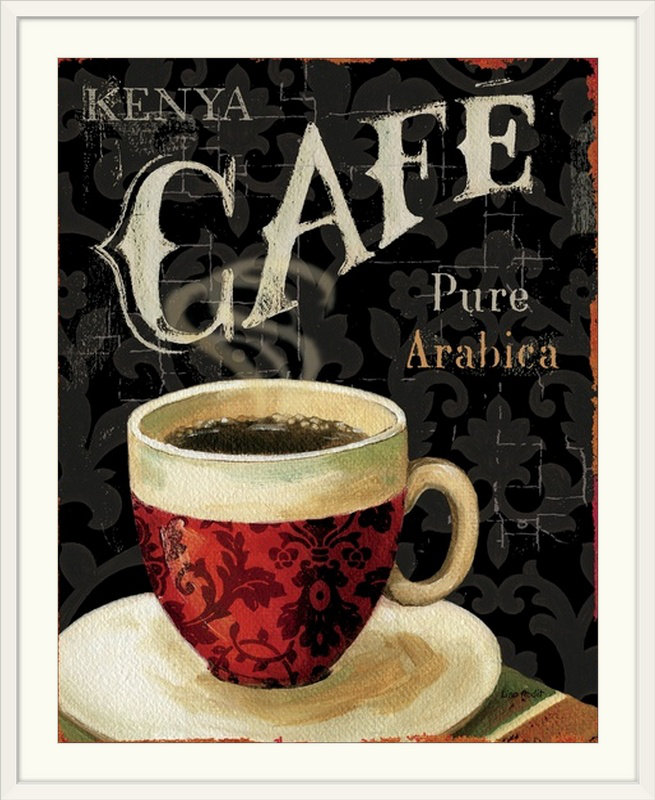 «Today's Coffee I» par Lisa Audit, affiche vintage, H 38 po x l 32 po x p 1 po, Cadre blanc