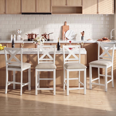 Upholstered 26" Counter  Bar Stool Solid Wood Counter Stool