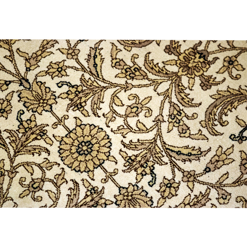 High-Quality Hand-Knotted Beige And Navy Area Rug