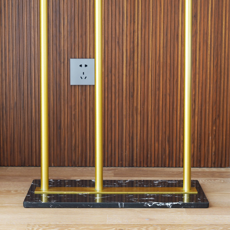 Eimie Steel 6 - Hook Freestanding Coat Rack with Weighted Marble Base, Golden Yellow