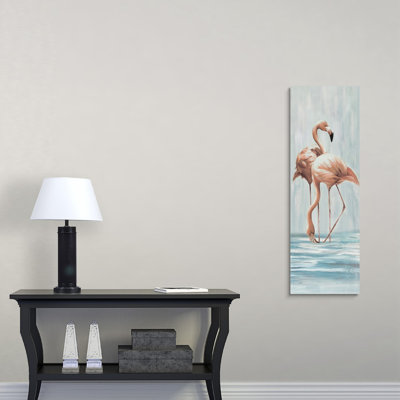 « flamant rose vii », peinture sur toile