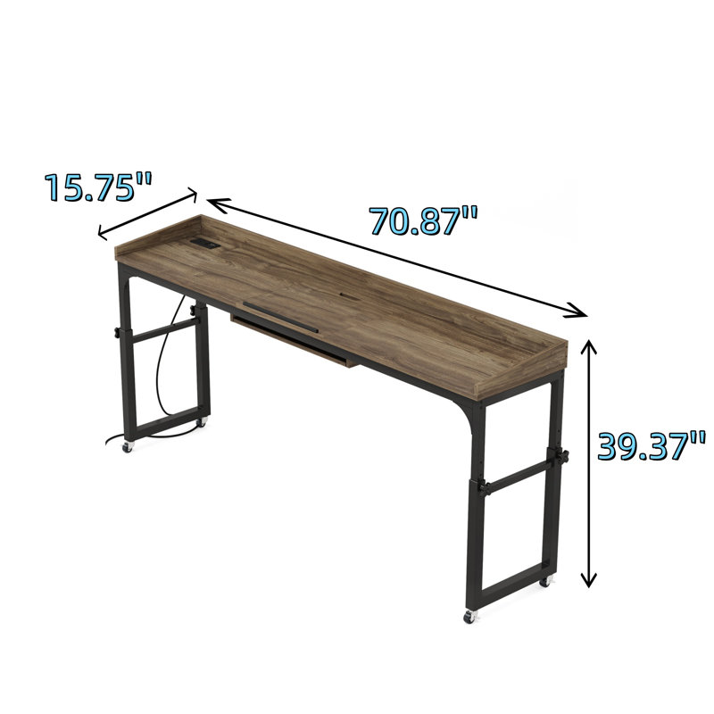 Height-adjustable Wheeled Bedside Table