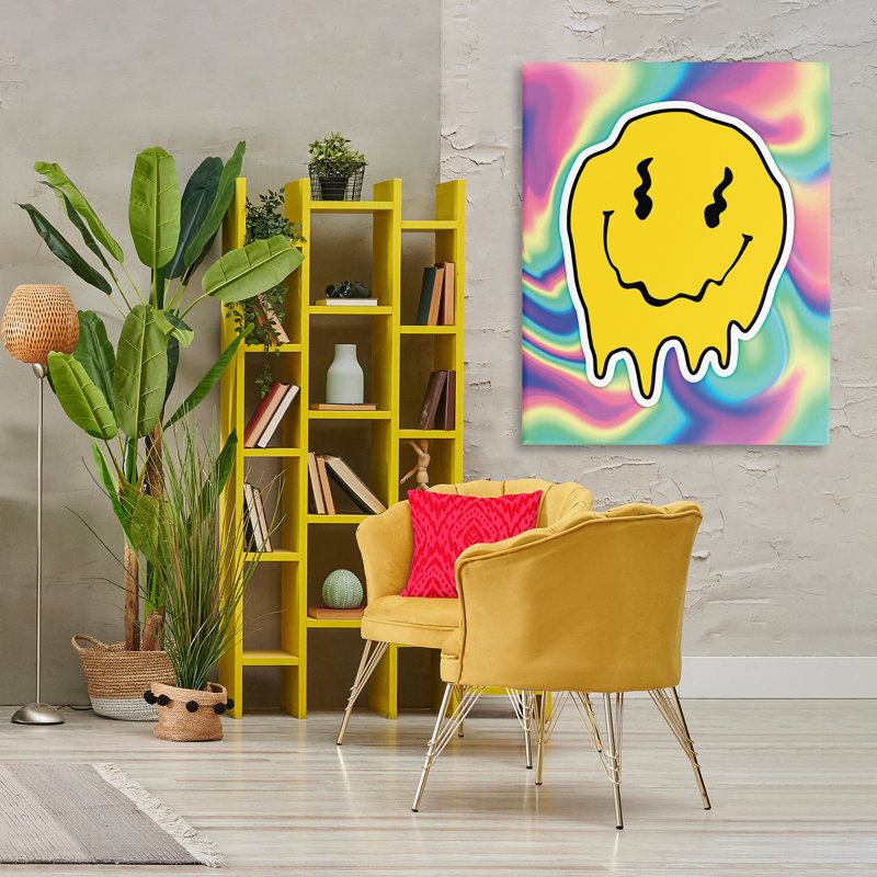 Toile abstraite fondante avec sourire souriant par Reinders, H 48 po x l 36 po