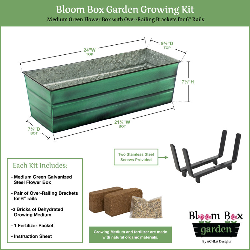 Metal Railing Planter, Green Patina